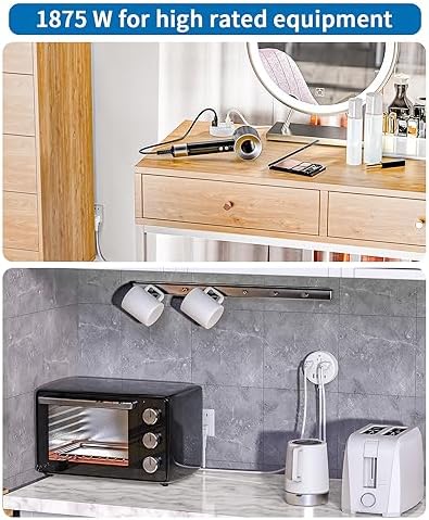 NTONPOWER 10 FT 2 Prong to 3 Prong Power Strip with 4 USB Ports – Wall-Mountable Non-Grounded Outlet Adapter for Enhanced Device Charging and Flexible Placement in Older Homes – 180° Non-Polarized Design for Maximum Convenience and Safety