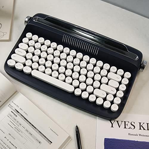 YUNZII ACTTO B303 Wireless Typewriter Keyboard – Adorable Sweet Mint Retro Design with Bluetooth Connectivity for Seamless Multi-Device Typing – Integrated Stand for Tablets, Phones, PCs – Perfect for Windows, Mac, Android Users – Elevate Your Workspace with Vintage Charm and Enhanced Typing Speed