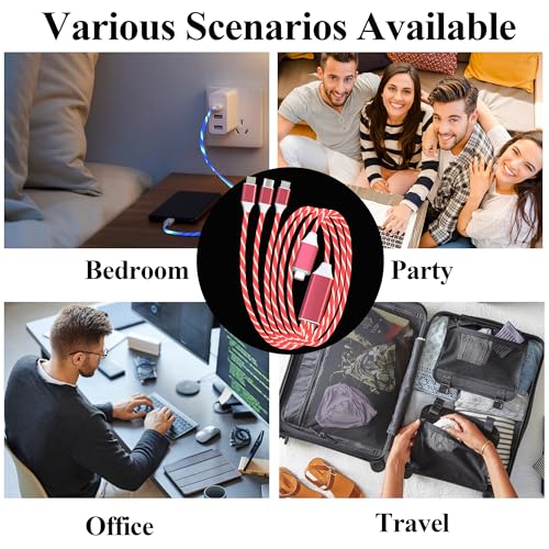 LED USB C Multi Charging Cable – 3-in-1 Fast Charging Solution with 3 A Power Delivery, 4 FT Length & Innovative LED Indicator for Type C, Micro USB & Apple Devices – Durable, Tangle-Free Design Perfect for Home, Office & Travel Use