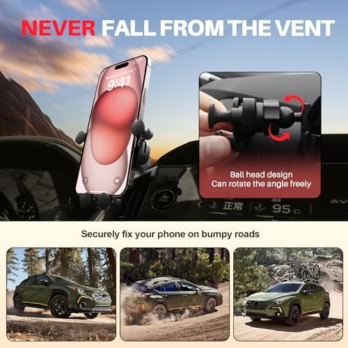 KUNGKIC Premium Rotating Smartphone Mount for 2023-2025 Subaru Crosstrek | Universal Car Cradle for 3.5-5.5 Inch Devices | Stylish Aluminum Design for Enhanced Interior | Hands-Free Navigation and Calls Made Easy | Quick Installation with Superior Grip Stability