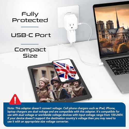 Compact Travel Power Adapter Set for Brazil, Peru & Chile – 20 W Dual USB & USB-C Charger with 2 USA Sockets – Fast Charging with Type C & N Attachments – Portable Plug Converter for Global Travelers – Stay Connected Anywhere