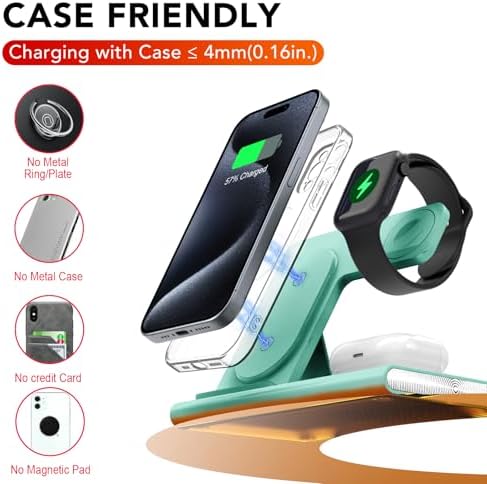 Ultra-Convenient 3-in-1 Foldable Wireless Charging Dock for Apple Devices – Rapid Power-Up Station for i Phone 16/15/14/13/12/11/X/XS, Apple Watch Series 10/9/8/7/Ultra2/Ultra/SE, and Air Pods Pro/2/3/4 – Lightweight Travel Charger with Integrated LED Light for Enhanced Portability and Efficiency