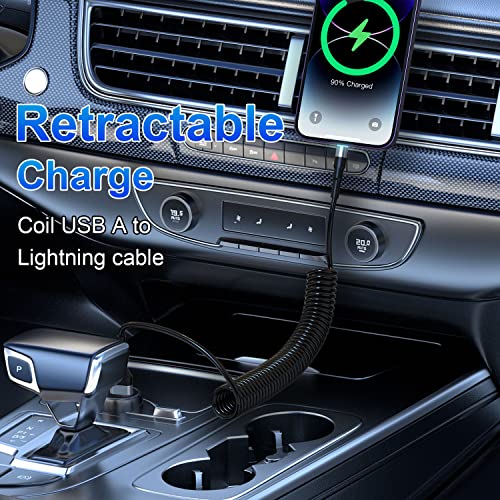 Premium Coiled i Phone Charging Cable 2-Pack – MFi Certified USB to Lightning Cord for Apple Car Play – Retractable, Tangle-Free Design with LED Indicator and Fast Data Transfer – Ideal for i Phone, i Pad, and i Pod on the Go – Enhanced Durability and Compatibility