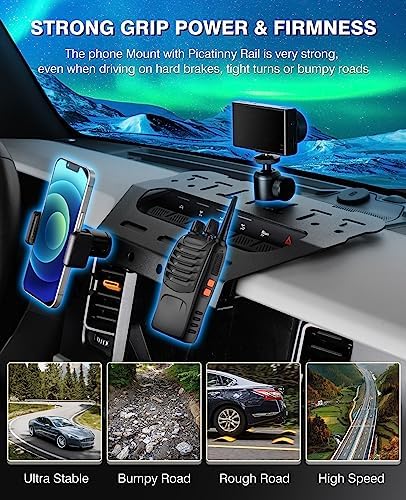 Revolutionize Your Driving with the Ultimate 3-in-1 Bronco Car Phone Holder Mount – Interphone & Go Pro Compatible with Picatinny Rail – 360° Adjustable Anti-Shake Design for 2021-2025 Bronco Models – Enhance Safety, Navigation, and Adventure Recording