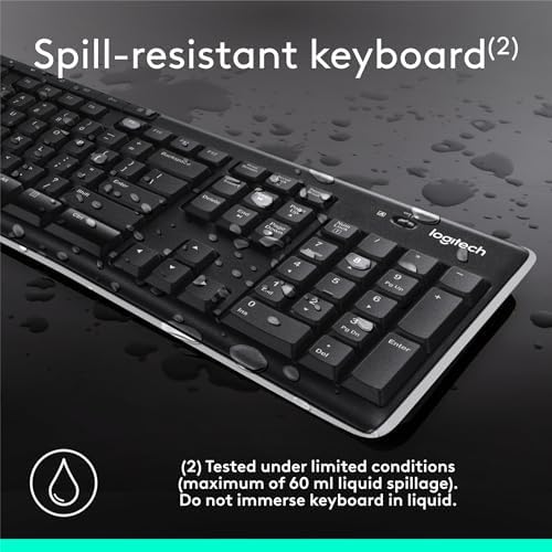 Logitech K270 Wireless Keyboard – Full-Size, 2.4 GHz Connectivity, 8 Multimedia Keys, 2-Year Battery Life, Stylish Rose Color for PCs and Laptops – Ultimate Comfort and Reliability for Productive Workspaces