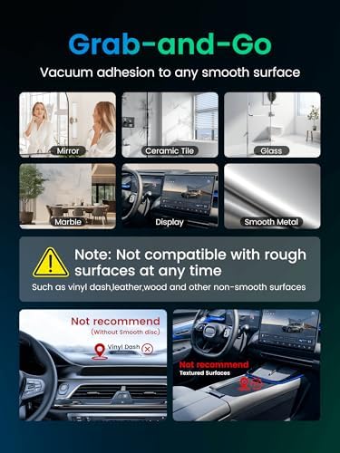 Vacuum Magnetic Phone Holder for MagSafe,Foldable Metal Suction Cup Phone Mount,360° Rotatable Phone Mount for All Smartphones & All Car Models-Black – Enhanced Compatibility and Speed