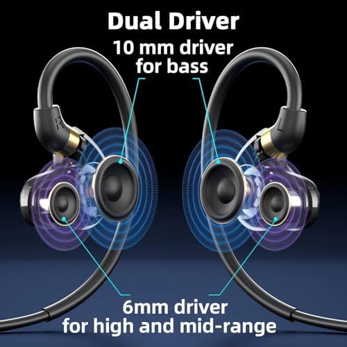 Premium Dual Driver Wired Earbuds with Microphone – Exceptional Noise Isolation for Sports & Daily Use, Enhanced Extra Bass Audio, Durable 1.2 m Tangle-Free Braided Cable, Ergonomic Secure Fit for Comfort During Workouts and Commutes