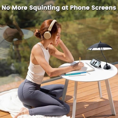 OUTXE 360° Adjustable Car Phone Umbrella – Universal Suction Cup Sun Shade for i Phone & Android Devices – Ultimate UV Protection and Overheating Prevention for Safe Driving and Enhanced Visibility
