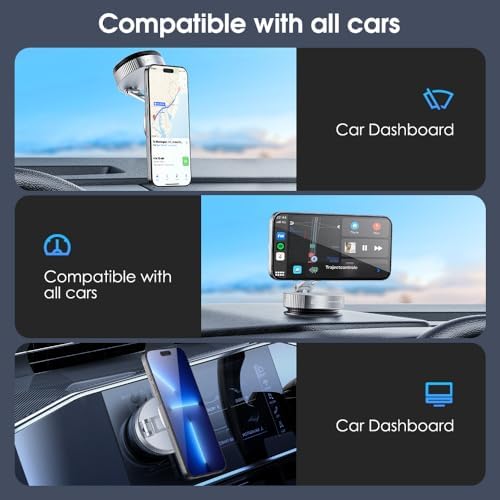 Vacuum Suction Magnetic Phone Holder for Car，Magsafe car Mount [Mag Safe] 360° Vacuum Magnetic iPhone Stand for Car/Desktop/Mirror/Bathroom/Gym，Car Mount for iPhone 16 Pro Max/Android – Enhanced Compatibility and Speed