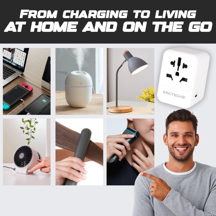 Universal Travel Adapter with 35 W PD Fast Charging, Dual USB Type-C Ports, and Integrated Surge Protection – Your Essential Companion for Global Adventures in USA, AU, EU, UK and Beyond