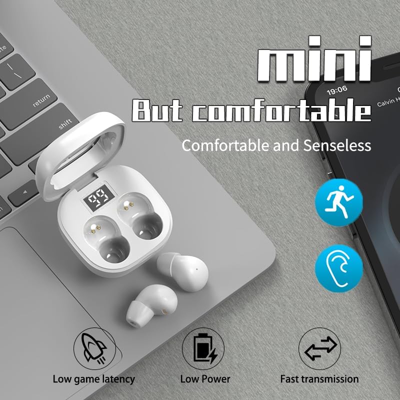 Invisible Mini Bluetooth 5.3 Earbuds for Small Ears – 24-Hour Battery Life, Advanced Noise Cancellation, and Perfectly Crafted for Comfort During Work and Sleep – Seamless Connectivity for an Uninterrupted Listening Experience