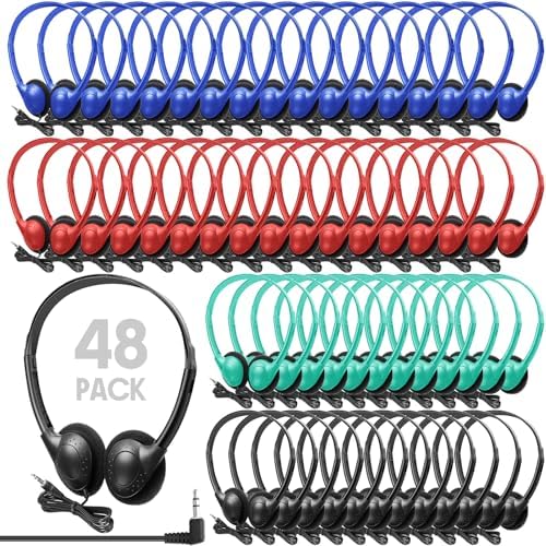 Ultimate Classroom Audio Solution: Frienda 48-Pack Over-Ear Headphones for Students and Adults – Wired Stereo Headset with Universal 3.5 mm Jack – Perfect for Schools, Libraries, and Travel – Noise-Isolating Design for Maximum Concentration and Comfort – Lightweight, Durable, Ideal for Long Listening Sessions