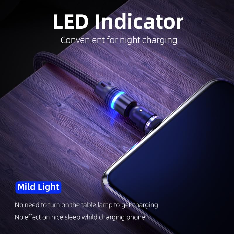 Ultimate 5-Pack Magnetic Charging Cable Set with 360° & 180° Rotating Connectors – Durable Nylon-Braided Design for Fast Charging of Type C, Micro USB & i Phone Devices in Multiple Lengths (1.6 FT, 3.3 FT, 6.6 FT) – Perfect for Home, Office & Travel Convenience