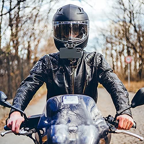 Premium Motorcycle Helmet Smartphone Mount – Ultimate Chin Strap Clip for i Phone 15 Pro Max, Samsung, Google & All Mobile Devices – Superior Stability for Safe Navigation and Effortless Hands-Free Use – Lightweight & Durable Accessory for Bikers – Quick-Release Mechanism for Instant Phone Access – Essential Gear for Motorcycle Adventures and Connectivity on the Road