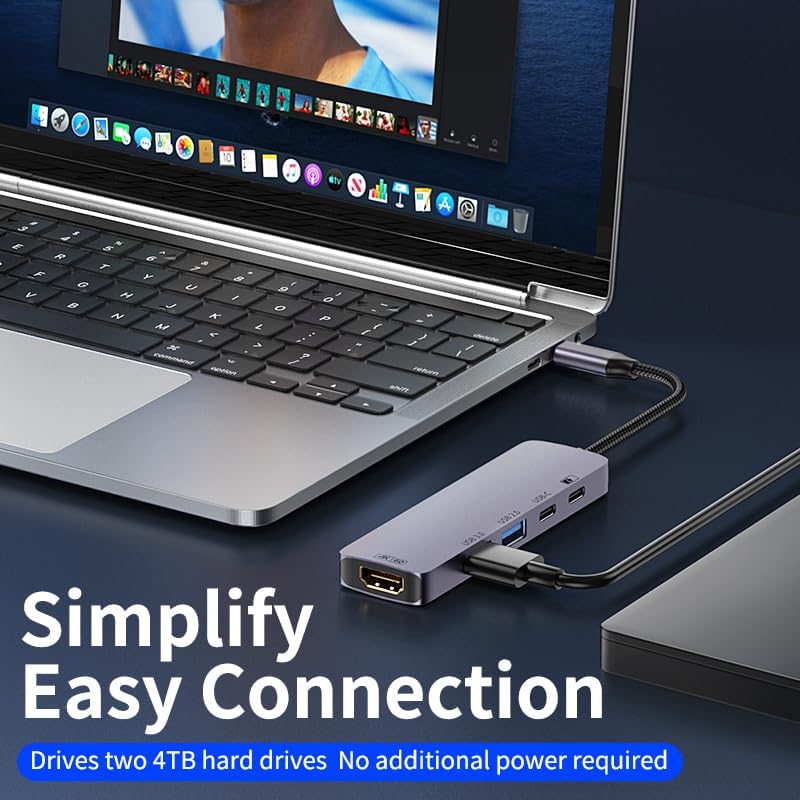 Transform Your Mac Book Pro into a Powerhouse with Our 4 K60 Hz USB C Hub – Ultimate Multi-Port Adapter for Lightning-Fast Data Transfers, PD 100 W Rapid Charging, and Dual SD/TF Card Readers – Ideal for Professionals and Creative Minds