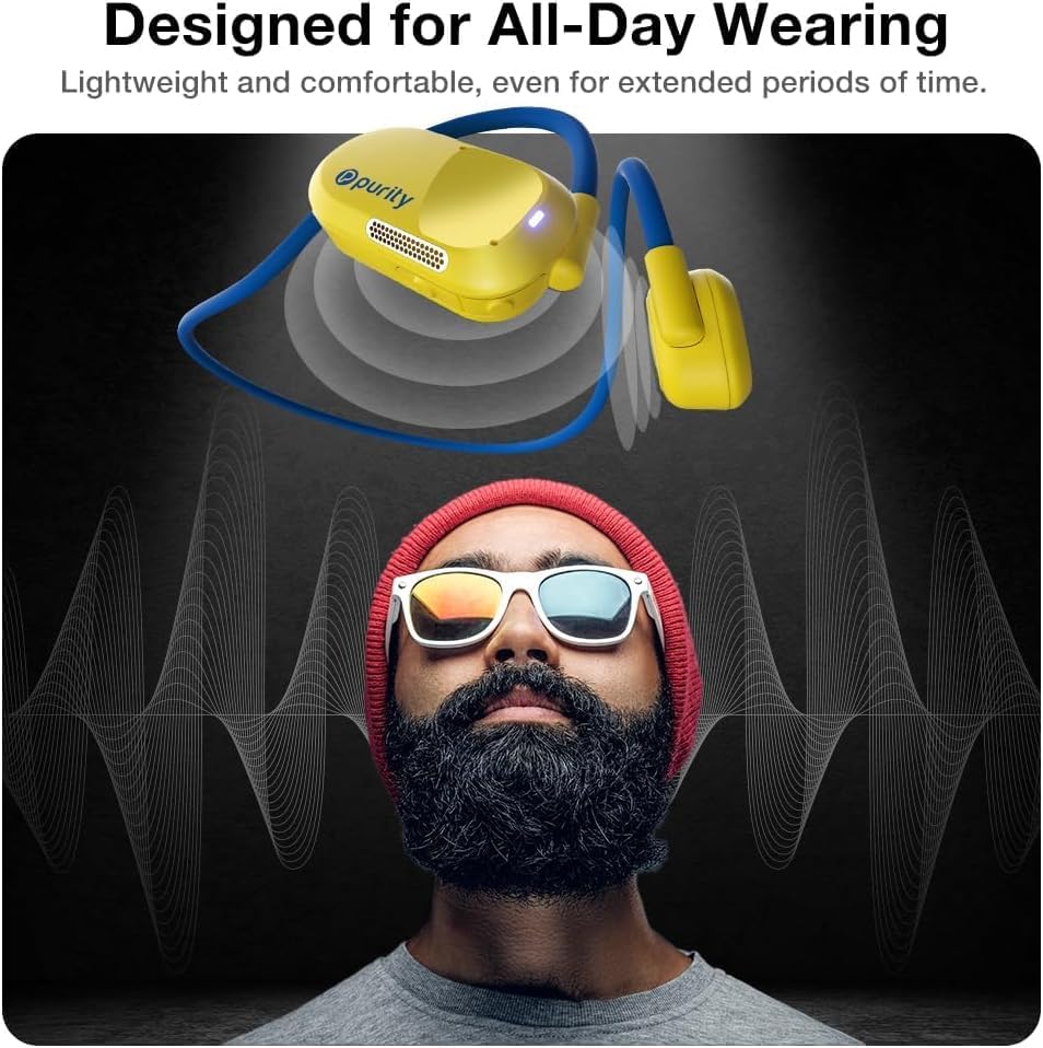 Purity Air Open Ear Headphones – Advanced True Air Conduction Wireless Bluetooth Earbuds with Dual Mic for Clear Calls – Ergonomic, Sweat-Resistant Design for Active Lifestyles – Compatible with i Phone & Android – Ultimate Comfort and Audio Awareness