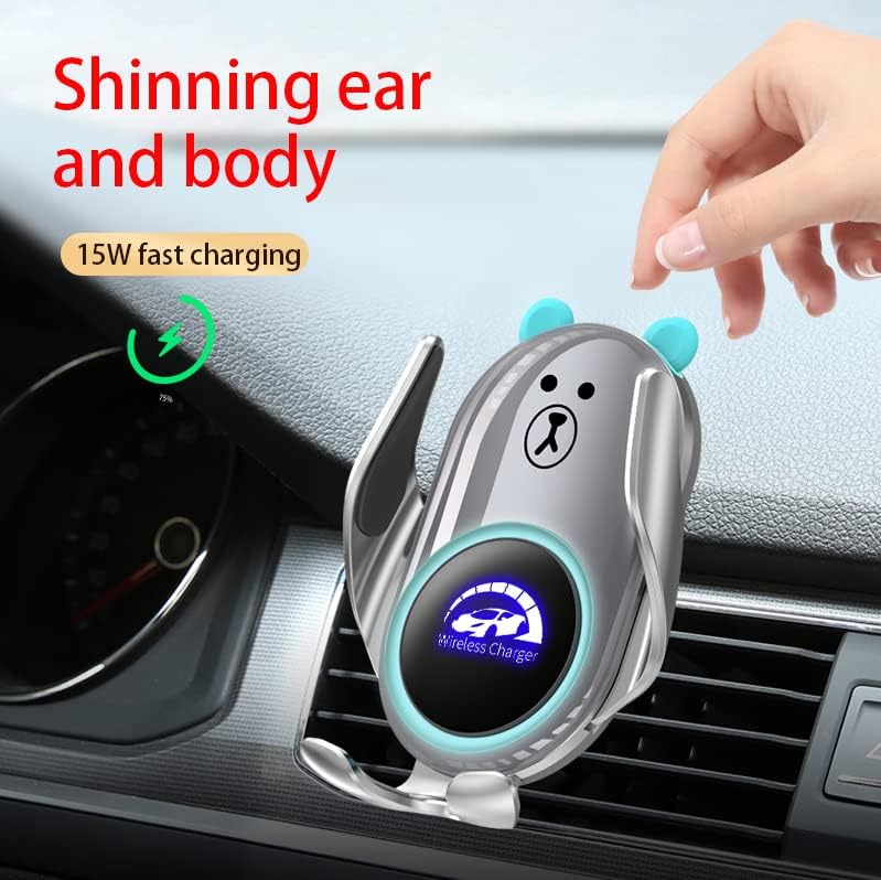 Charming Deer-Themed Wireless Car Charger Mount – 15 W Fast Charging with Auto-Clamping for i Phone & Samsung – Versatile Dashboard and Air Vent Installation – Ultimate Universal Phone Holder for Seamless Connectivity and Style