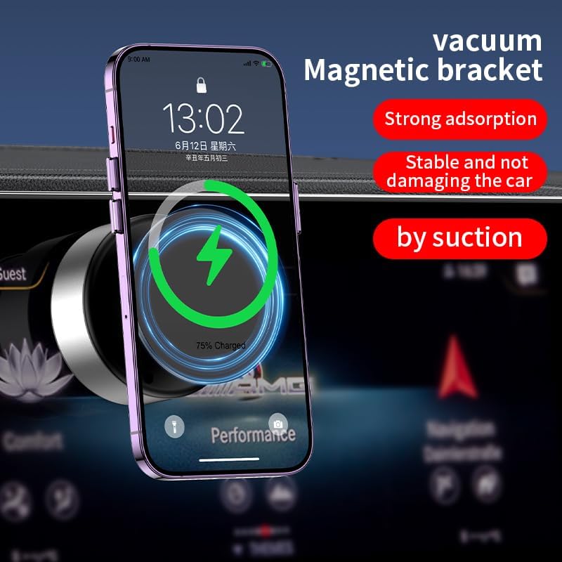 Revolutionary 360° Rotatable Electric Suction Cup Phone Mount with Magnetic Wireless Charger – Premium Vacuum Holder for Car, Gym, and Home | Mag Safe-Compatible Silver Design for Effortless Device Access and Enhanced Safety