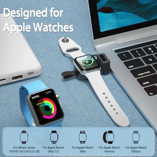 Portable Magnetic Wireless Charger for Apple Watch – Fast Charging i Watch Accessory for Ultra, Series 1-9, and SE – Travel-Friendly Cordless Design for Ultimate Convenience and Durability