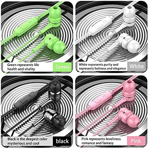 Experience Superior Sound with 4-Pack Wired Earbuds Featuring Microphone – Ideal In-Ear Earphones for School and Daily Use – Deep Bass Audio, Noise Isolation, and Universal 3.5 mm Compatibility with i Phone, i Pad, Samsung, and Google Devices in Black, White, Pink, and Green – Lightweight Design for All-Day Comfort and Clear Calls