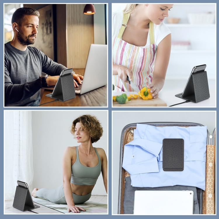 Compact Foldable Wireless Phone Charger with 15 W Fast Charging – Ultimate Portable Phone Holder for i Phone 15/14/13/12 Pro/XS/8 Plus & Samsung Galaxy S23/S22/S21/Note 20 – Effortless Charging on the Go with Enhanced Compatibility and Modern Design