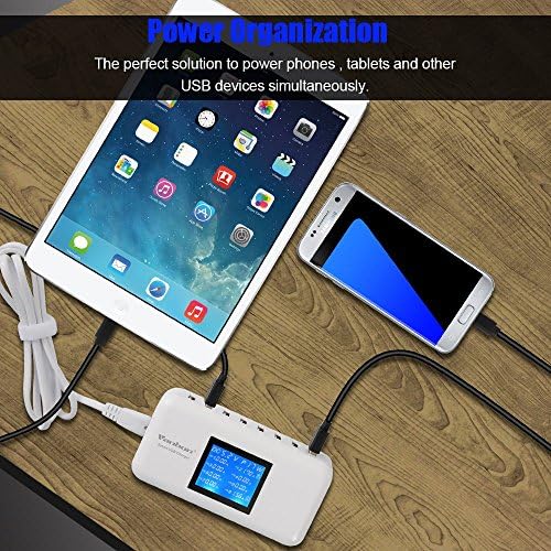 60 W High-Speed 8-Port USB Charging Hub with LCD Display – Efficient Multi-Device Charging Station for Smartphones, Tablets, and More – Compact Design for Home or Office Use