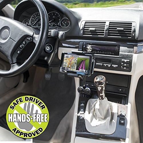 Bracketron Tek Grip 12 V Power Dock Phone Holder with Dual Charging Ports – Hands-Free, Adjustable Gooseneck Mount for i Phone, Samsung Galaxy, Google Pixel, LG, and More – Ultimate Compatibility and Convenient Navigation Solution