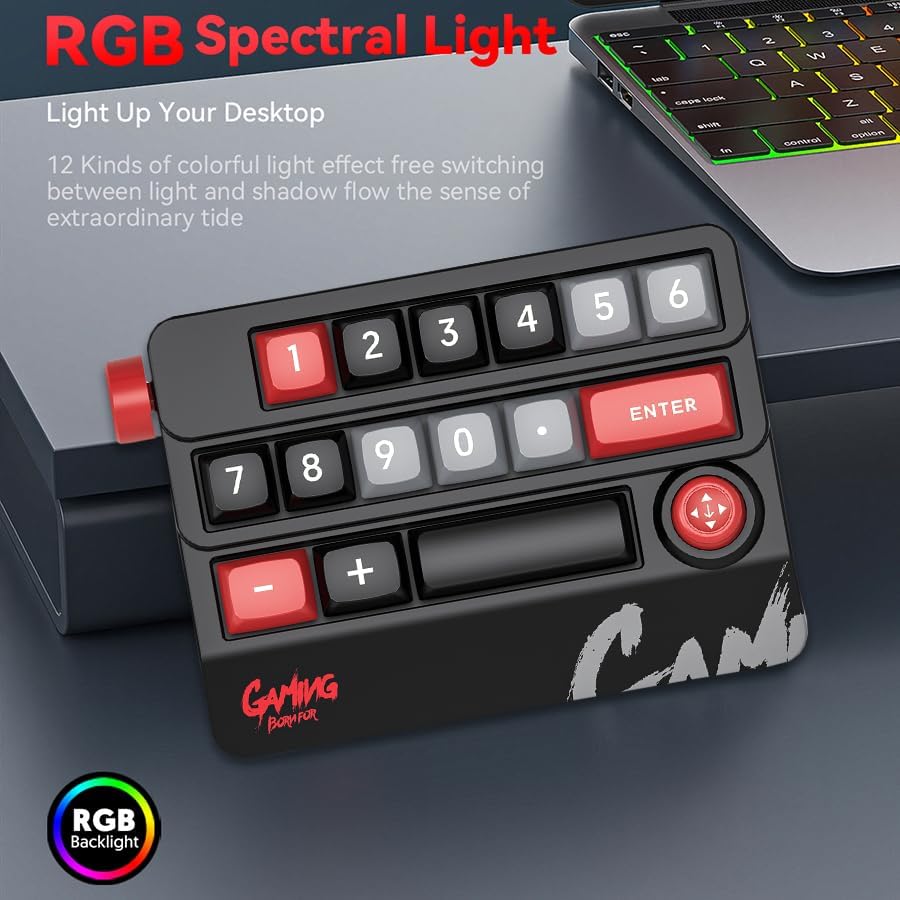 Transform Your Productivity and Gaming with the Black Wired Mechanical Numeric Keypad – Fully Hot-Swappable Keys, Customizable RGB Backlight, and Programmable Macro Functions for Seamless Office and Gaming Experience with Joystick Control