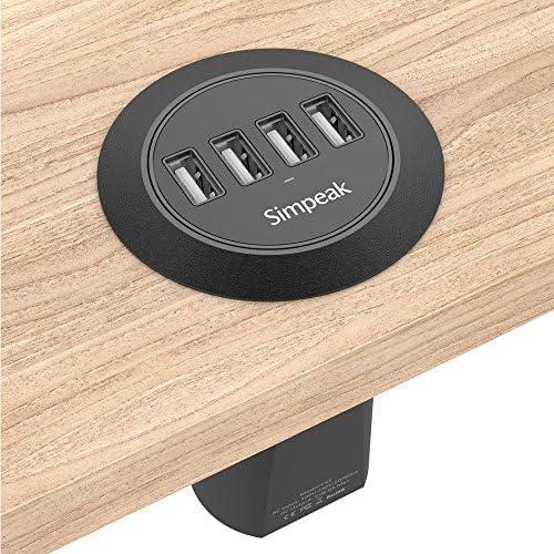 Simpeak 30 W 4-Port USB Desk Charger – Efficient Grommet Mount Charging Station for Seamless Device Powering, Fast Charging Adapter with Smart Technology for Enhanced Compatibility, Sleek Black Design for Modern Workspaces, Ideal for Home and Office Use