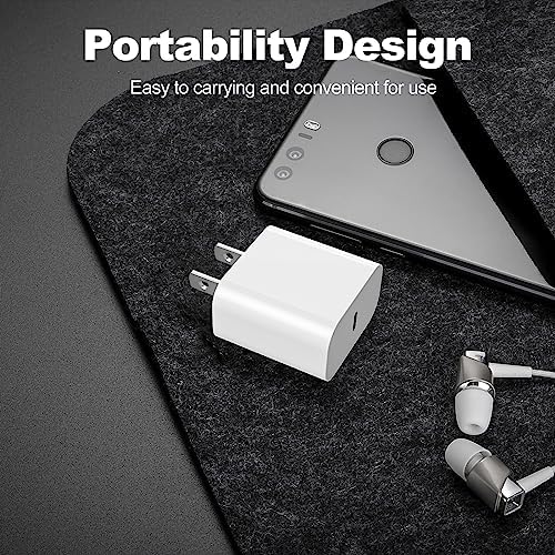 Ultra-Fast 20 W USB-C Charger for i Phone 16/15 & i Pad – Dual Pack 10 ft Wall Charger Blocks for Rapid Power Delivery, Enhanced Compatibility with Mac Book & Apple Devices, Durable and High-Performance Charging Solution