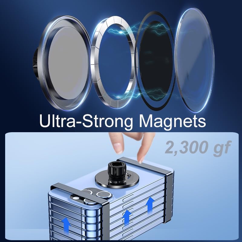 Sticky Magnetic Wall Holder for iPhone Magsafe, Wall Mount, Cradle for iPhone 15/14 / 13/12, pro, Mini, Pro Max, Pack of 2, with Metal Ring use for Android Phones – Enhanced Compatibility and Speed