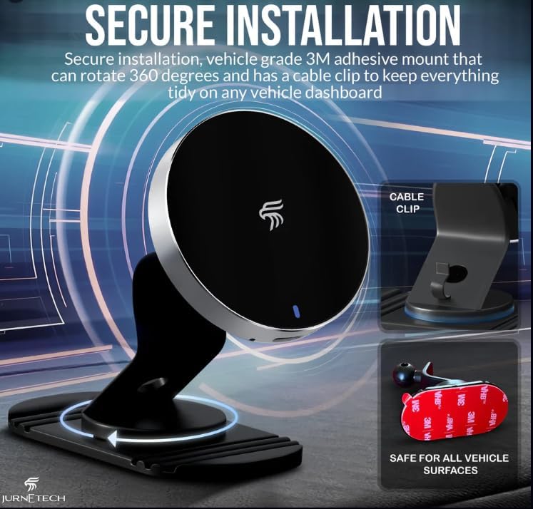 Elevate Your Commute with the Magsafe Car Mount Charger – Fast Wireless Charging and 360° Rotation for Ultimate Convenience | Magnetic Phone Holder for i Phone 16/15/14/13/12 | Three Durable Mounts for Unmatched Stability and Seamless Integration | Compatible with Mag Safe Cases for Reliable Power on the Go