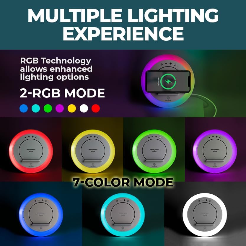 Innovative All-in-One Wireless Charging Station: Premium Bluetooth Speaker with RGB Ambient Lighting for i Phone and Multi-Device Compatibility – Transform Your Space with Stylish Functionality and High-Fidelity Sound – Perfect for Home Office, Bedside, or On-the-Go Convenience – Elevate Your Charging Experience with Seamless Bluetooth Connectivity and Adjustable Lighting to Set the Right Mood – Durable Design for Long-Lasting Use – A Must-Have Tech Accessory for Modern Living and Lifestyle Upgrade