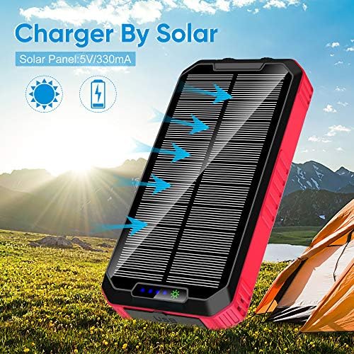 OIMYE 30000 m Ah Solar Power Bank – Advanced Wireless Fast Charging for i Phone, Android & Tablets, Ideal for Outdoor Adventures with 3 Versatile Cables & Built-in LED Flashlights, Durable & Weather-Resistant Design for Ultimate Portability and Reliability