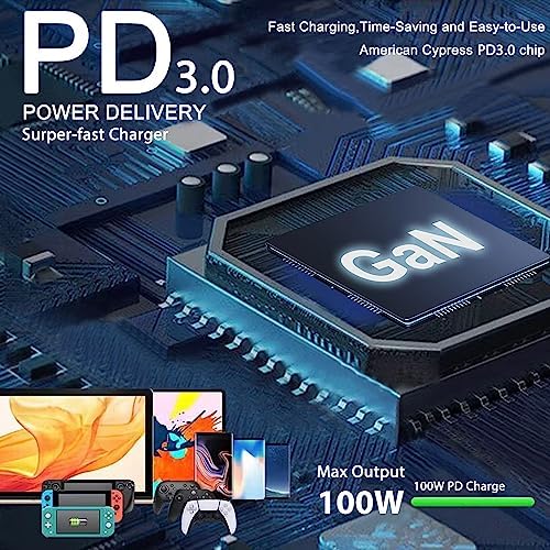 Universal 100 W USB-C Fast Charger with 15 Barrel Plug Adapters & 6 ft Cable – Ultimate Power Delivery Solution for Laptops, Tablets, Smartphones – High-Efficiency Adjustable Output 5 V-20 V – Enhanced Safety Features for Hassle-Free Charging – Perfect Travel Companion for All Your Electronic Devices