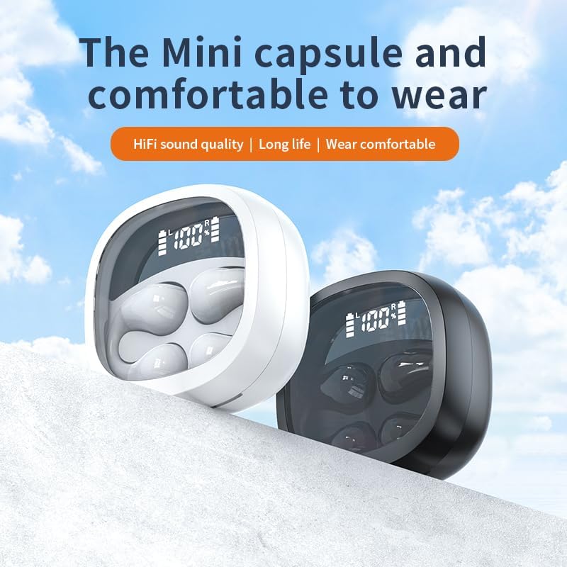 Revolutionize Your Audio Experience with Elec Smart JR01 2024 Mini Open Ear Bluetooth Headphones – Ultimate Wireless Ear Clips for Active Lifestyles, IPX4 Waterproof for Cycling, Running & Sports (White) – Comfort, Safety & Seamless Connectivity