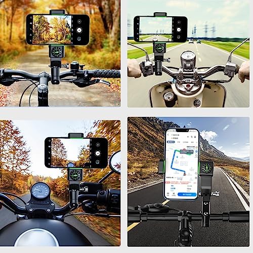 Universal Handlebar Compass Phone Holder for Bikes, Motorcycles, and Scooters – Secure Mount for 4.7″-6.8″ Smartphones, Easy Installation, Built-in Navigation Compass, Durable Weather-Resistant Design, Hands-Free Convenience for Safe Riding