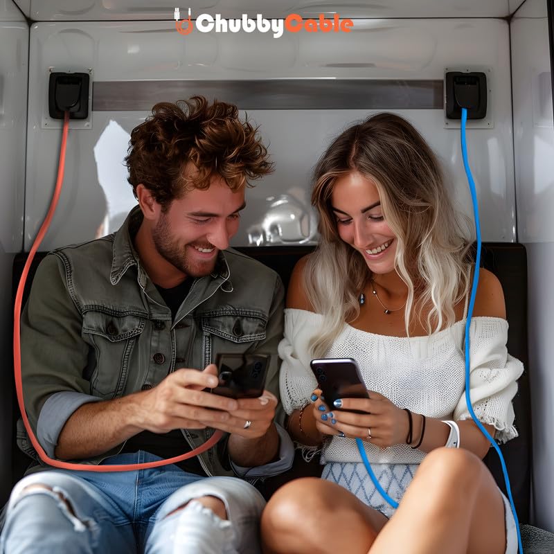 Ultra-Durable Chubbycable Couple 2-Pack: High-Speed 240 W Silicone Charging Cables for i Phone 16/15, i Pads & Galaxy Devices – Flexible 4.9 FT Length in Stylish Dark Blue & Orange for Optimal Performance and Reliability
