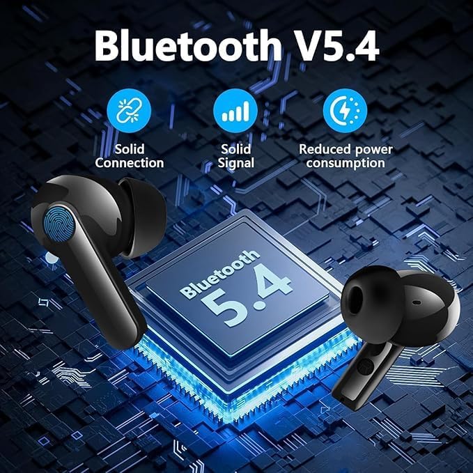 Advanced Bluetooth 5.4 Wireless Earbuds – Immersive Hi-Fi Stereo Bass Headphones with 4 ENC Noise Cancelling Mics, 48-Hour Battery Life, IPX7 Waterproof for Active Lifestyles, Compatible with Android, i OS & Laptops – Ultimate Sound Quality for Sports and Everyday Use