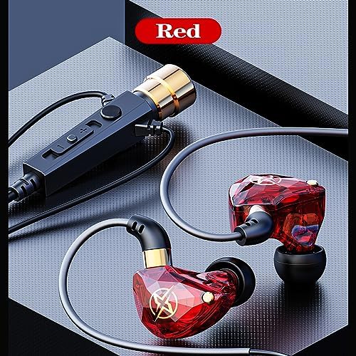 FEDAI KT-02 Wired Headphones – Premium Noise Cancelling Earphones with 3-Meter Cable for Optimal Comfort and HD Audio Experience – Perfect for Live Singing, Recording, and Streaming in Bold Red – Tailored for Creators and Audiophiles Seeking Exceptional Sound Clarity and Ergonomic Design