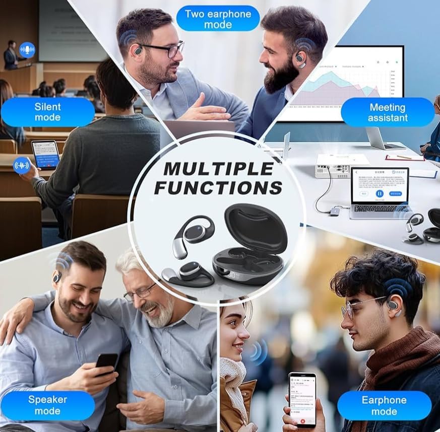 Revolutionary AI Translation Earbuds for Instant Multilingual Conversations – Effortless 3-in-1 Bluetooth Device for Travel, Business, and Education, Waterproof Design with Comfort Fit, Compatible with i OS & Android for Enhanced Listening and Learning Experience in 144 Accents and Languages
