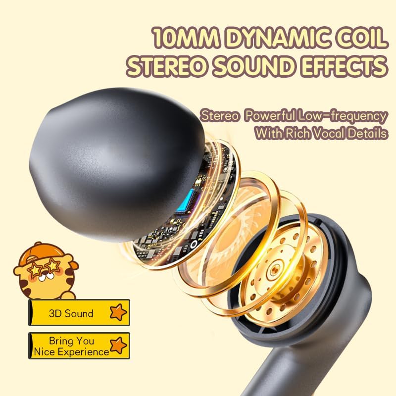 Black Panda Wireless Earbuds – Stylish Bluetooth 5.4 Sports Headphones with IPX4 Waterproof Technology, Perfect for Active Lifestyles, Travel, and School – Ideal for All Ages with Built-in Mic for Hands-Free Calls and Comfort Fit