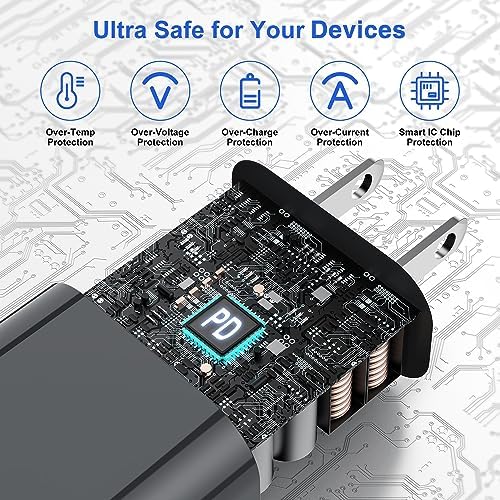 Ultimate USB C Charger for i Phone 16 & 15 – Fast Charging with 10 FT Long USB C to C Cable – Ideal for i Pad Pro 12.9/11 & i Pad Air 5 th – Reliable Power Block for Home & Travel – Enhanced Speed & Compatibility