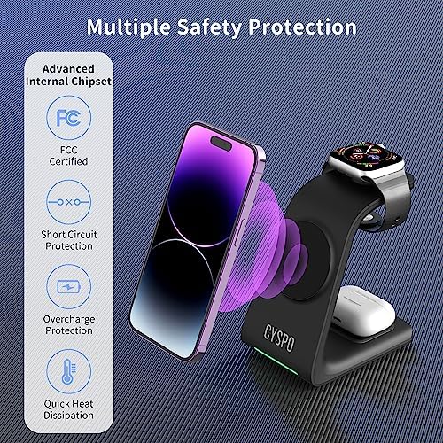 Revolutionary 3-in-1 Magnetic Wireless Charging Station: Fast, Sleek Dock for i Phone 16/15/14/13 Series, Apple Watch, and Air Pods Pro with Wall Charger – Ultimate Compatibility & Space-Saving Design for Modern Apple Users