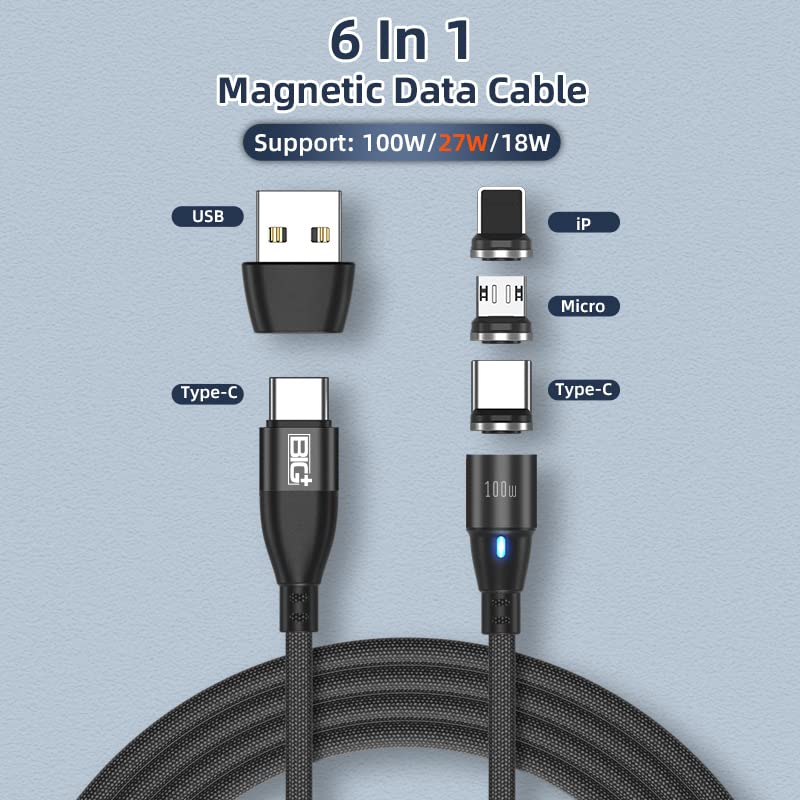 Premium 2-Pack 100 W Nylon Braided USB C Charging Cables – 1 M & 2 M Lengths, Fast PD Magnetic Connectivity for i-Products, Android Devices & Laptops – Unmatched Durability & Versatility