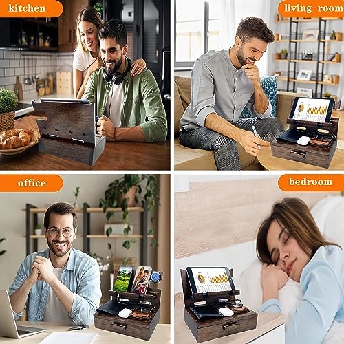 Gifts for Men Women Husband Son Boyfriend Him Nightstand Organizer Wood Phone Docking Station Birthday Gifts (Walnut) – Enhanced Compatibility and Speed