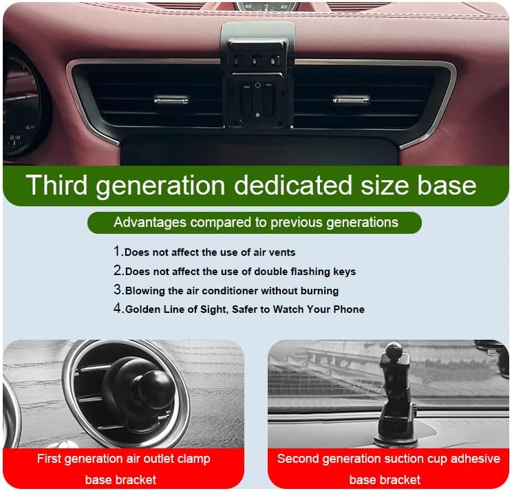 Car Phone Holder for Porsche 911 Auto Accessories [Only for 2020-2025 Porsche 911] [Auto Lock Hands Free Cell Phone Mount Car fits for iPhone & All Smartphones] – Enhanced Compatibility and Speed
