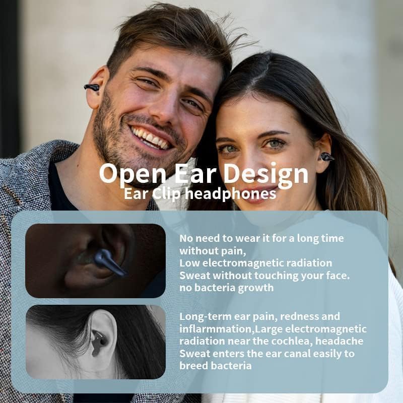 Revolutionary Open Ear Clip Bone Conduction Headphones for Active Lifestyles – Bluetooth Sports Earphones with Waterproof Technology, Built-in Microphone for Effortless Hands-Free Calling, Secure Fit Earhooks for Ultimate Stability, and Smart Wireless Charging Case with Display for Simplified Power Management – Ideal for Running, Cycling, and Outdoor Fitness Adventures