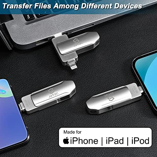 JSL JDTDC 256 GB Apple MFi Certified Photo Storage Stick – High-Speed Dual Connector USB-C & Lightning Drive for i Phone, i Pad, and Android – Ultimate External Backup Solution for Effortless Data Management and Memory Organization