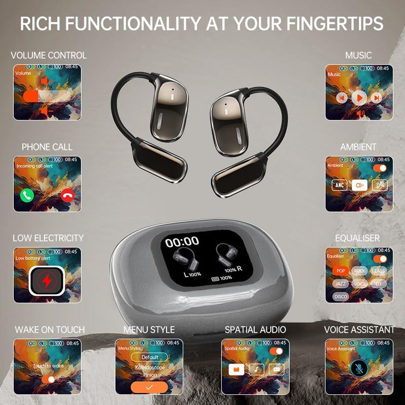 Next-Gen Open Ear Bluetooth 5.4 Earbuds with Touch Control – Waterproof Wireless Headset for i OS/Android – Unmatched Sound Clarity and Comfort for Active Lifestyles and Everyday Use